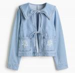 Джинсовая куртка H&M Tie-Front, светло-синий - фото