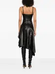 Кожаное асимметричное платье Alexander McQueen, черный - фото 4