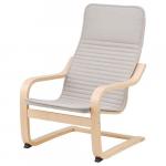 Детское кресло POÄNG IKEA, береза, Knisa светло-бежевый - фото