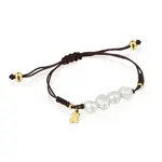 Браслет Tous Vermeil Silver Tous Nudos With Pearls, позолоченное серебро/жемчуг/коричневый - фото