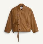 Куртка Zara Relaxed Fit Nappa Leather Jacket, коричневый - фото 2