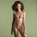 Плавки бикини Tanga Lulu в рубчик с высоким вырезом по ноге сплошного розового цвета OLAIAN, темно-розовый - фото 6