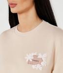 Свитшот женский Twin-Set свободного кроя с нашивкой, бежевый - фото 4