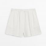 Шорты-бермуды Massimo Dutti Linen Blend Total Look Short, белый - фото