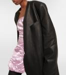 Кожаное пальто макси The Attico, черный - фото 4