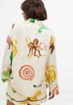 Блуза NA-KD Button-down blouse, Abstract Art/Beige - фото 3