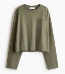 Лонгслив H&M Pocket-detail, хаки - фото