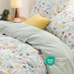 Комплект постельного белья Bedsure, 4 предмета, 135х200/80x80 см, зеленый/цветы - фото 3