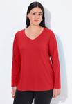 Джемпер Ulla Popken LANGARM BASIC & V-AUSSCHNITT, Salsa/Red - фото