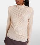 Топ с рюшами и стразами Self-Portrait, Champagne - фото 6