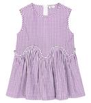 Хлопковый топ в клетку с цветочным принтом Il Gufo, сиреневый - фото