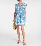 Мини-платье из хлопка с принтом камелии Poupette St Barth, Blue Oceanopolis - фото 2