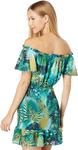 Платье Bebe Off-the-Shoulder Ruffle Dress, цвет Jungle Palm - фото 2