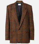 Клетчатый шерстяной пиджак Saint Laurent, Marron Beige Roux - фото