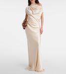 Шелковый топ с драпировкой из сатина The Sei, Bisque - фото 2