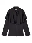 Атласная рубашка с кейпом GANNI, черный - фото