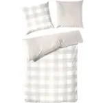 Постельное белье Primera «Basic Percale» в современном клетчатом дизайне, белый/бежевый - фото