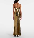 Сатиновое макси-платье Self-Portrait, Gold - фото 3