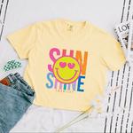 SWSmiley sunshine neon - женский бокси кроп топ с принтом Simply Sage Market, Orchid - фото 3