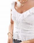 Топ с оборкой и бантом, белый цвет Asos Design - фото 2