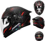 Шлем мотоциклетный YEATLM US03, черный / красный - фото