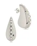 Серьги-Капли Raze с перламутровыми гвоздиками Sterling Forever, silver - фото