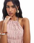Фактурный топ-халтер ASOS DESIGN розового цвета со сборками - фото 3