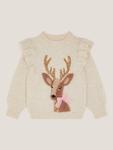 Детский рождественский свитер с оленями Monsoon, Cream - фото