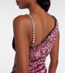 Мини-платье с пайетками на одно плечо Area, Metallic Rose - фото 5