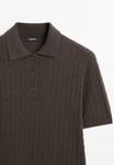 Поло Massimo Dutti SHORT SLEEVE , Mottled Dark Brown - фото 7