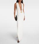 Платье из джерси с вырезом Tom Ford, Pearl White - фото 2