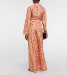 Широкие шелковые брюки с логотипом VERSACE, розовый - фото 3