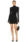 Платье мини Norma Kamali Long Sleeve Turtleneck Fishtail, черный - фото
