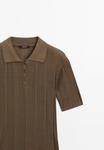 Поло Massimo Dutti SHORT SLEEVE WITH RIBBED DETAIL, Brown - фото 8
