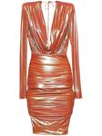 Платье миди с драпировкой Alexandre Vauthier, оранжевый - фото
