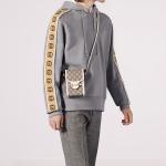 Сумка Gucci Horsebit 1955 Logo Canvas Phone Shoulder Bag 'Mini Ebony White' - фото 10