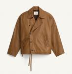 Куртка Zara Relaxed Fit Nappa Leather Jacket, коричневый - фото
