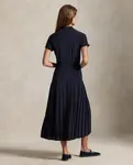 Шелковое платье с плиссированной юбкой Polo Ralph Lauren, темно-синий - фото 2