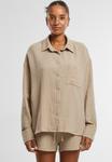 Блуза Urban Classics Button-down blouse, Chalkdust/Beige - фото 5