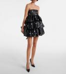 Атласное мини-платье с рюшами Rotate, 1000 Black Comb - фото 2