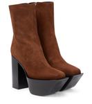 Замшевые ботильоны на платформе Peter Do, коричневый - фото