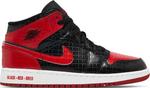 Кроссовки Air Jordan 1 Mid SS GS Black + Red = Bred, черный - фото