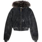 Alexander Wang Толстовка с капюшоном отделкой из овчины, Washable Slate Gray - фото