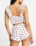 Майка Miss Selfridge с оборками и короткая пижама с принтом вишни - фото 3