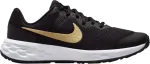 Кроссовки Nike Revolution 6 GS 'Black Metallic Gold', черный - фото