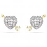 Серьги-гвоздики Swarovski Idyllia Mixed Cuts, Heart With Arrow, белый - фото