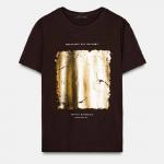 Футболка Zara Metallic Print, коричневый - фото