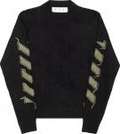 Толстовка Off-White Reverse Arrow Diag Knit Crewneck 'Black/Green', черный - фото