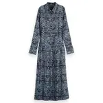 Платье Scotch & Soda Belted Pleated Hem long sleeve midi, синий - фото 3