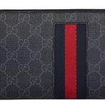 GUCCI Кожаный кошелек-клатч мужской черно-серый - фото 6